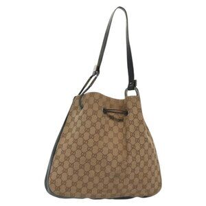 Authentic GUCCI GG Canvas Shoulder Bag Beige Gold 001 3746